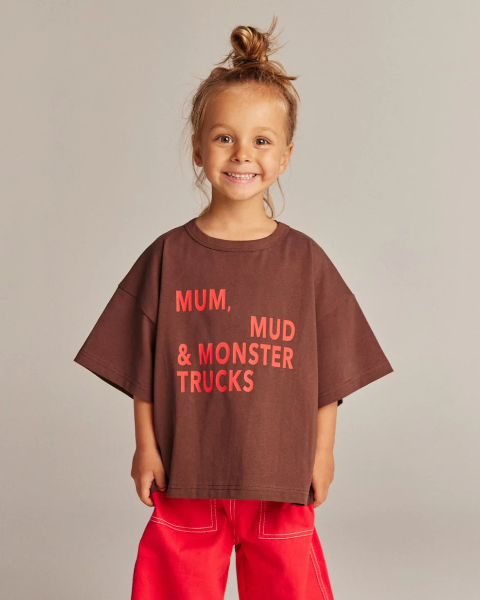 Mum, Mud & Monster Trucks Tee - Brown