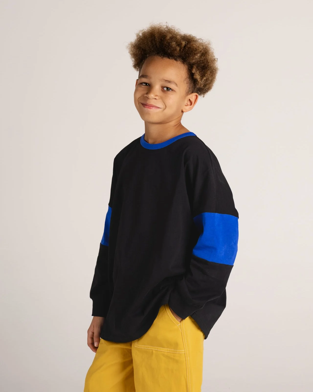 Two Tone Long Sleeve Tee - Black & Blue