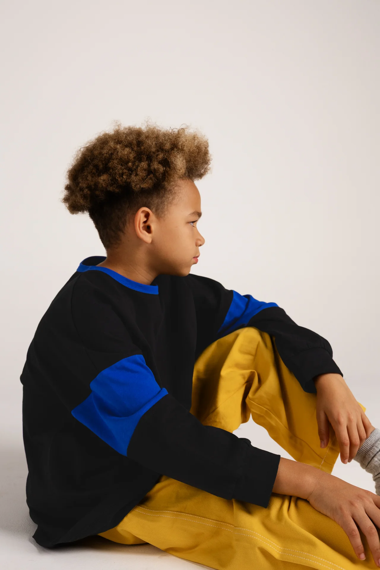 Two Tone Long Sleeve Tee - Black & Blue - Image 5
