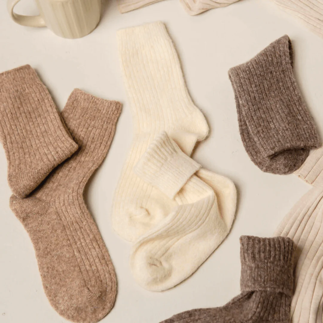 Comfy Knit Socks - Light Brown - Image 3