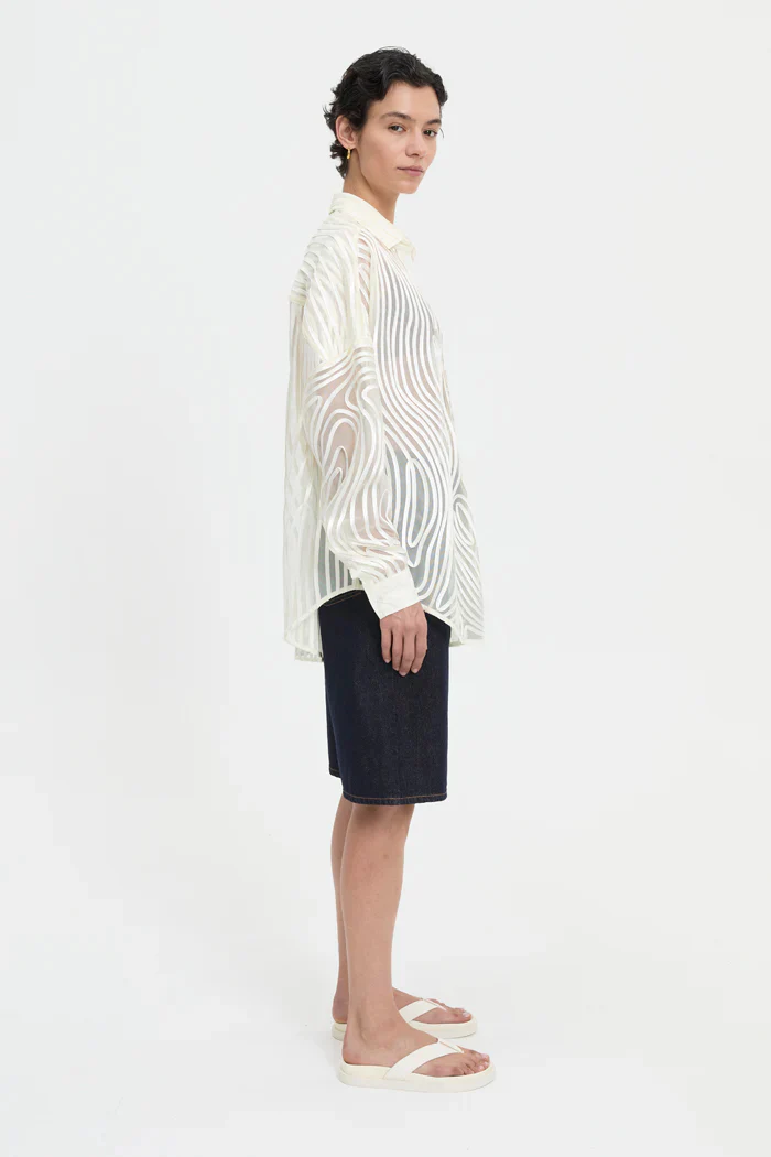 Mecah Sheer Shirt - Cream - Image 7