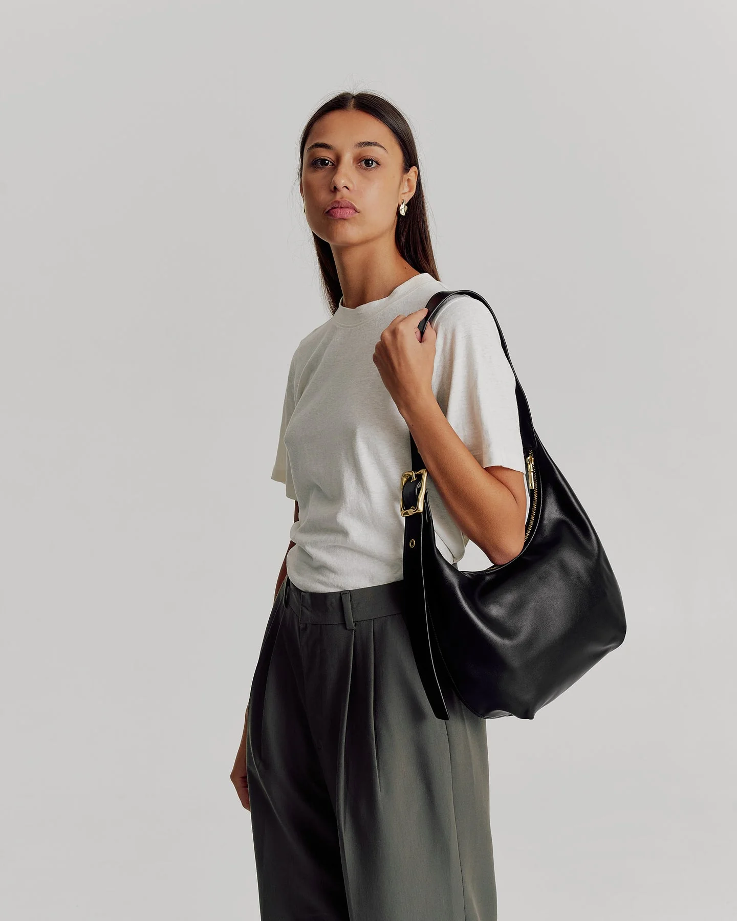 Large Everyday Croissant Bag - Black - Image 2
