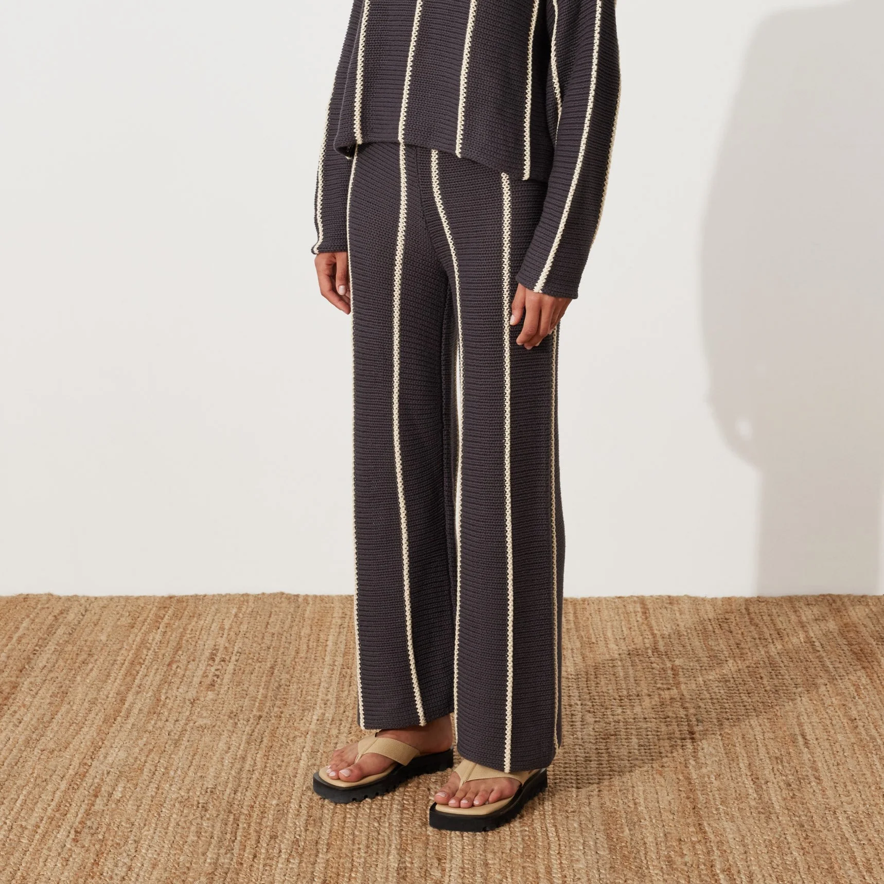Charcoal Stripe Knit Pants - Image 2