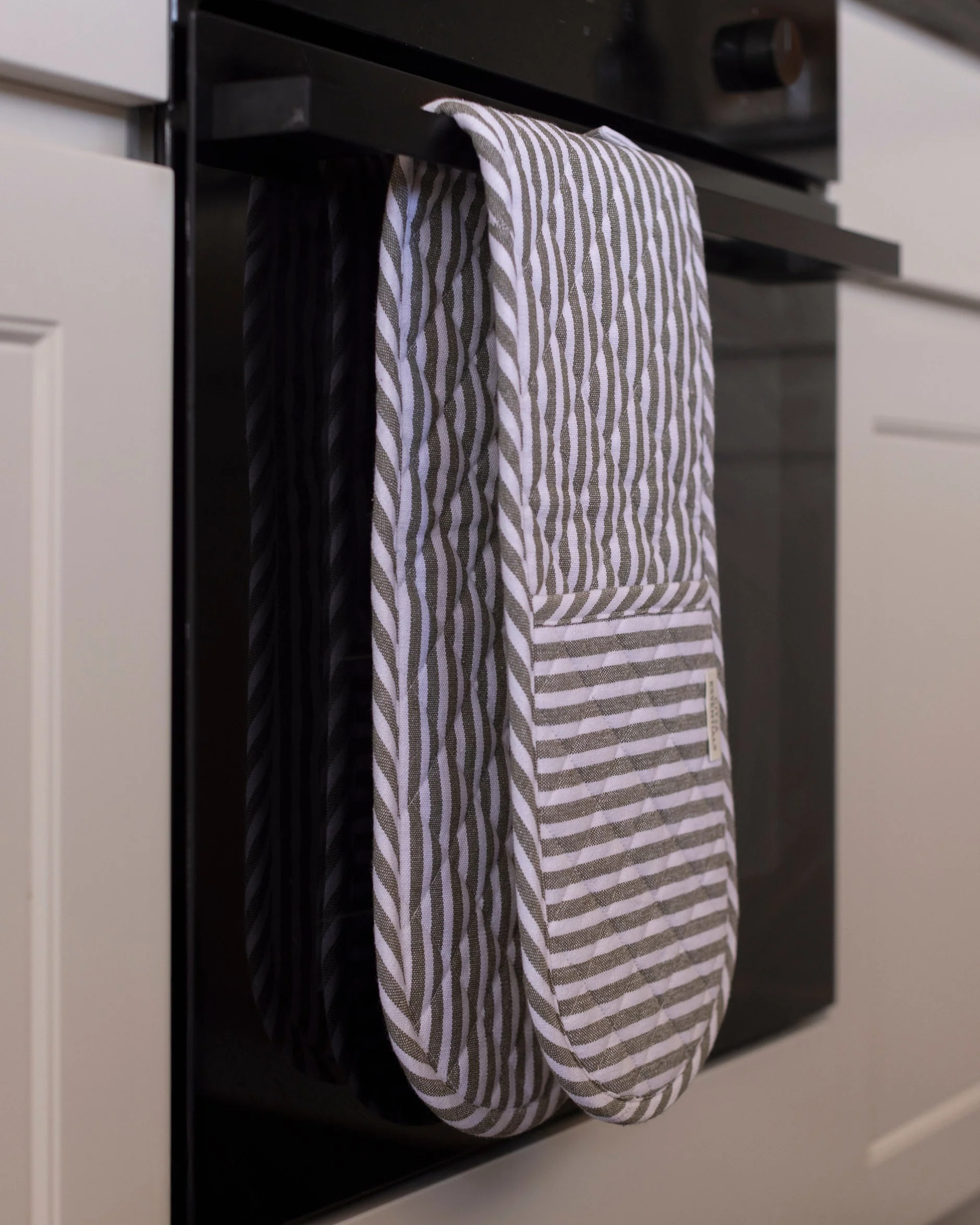 Double Oven Glove - Olive Classic Stripe - Image 2