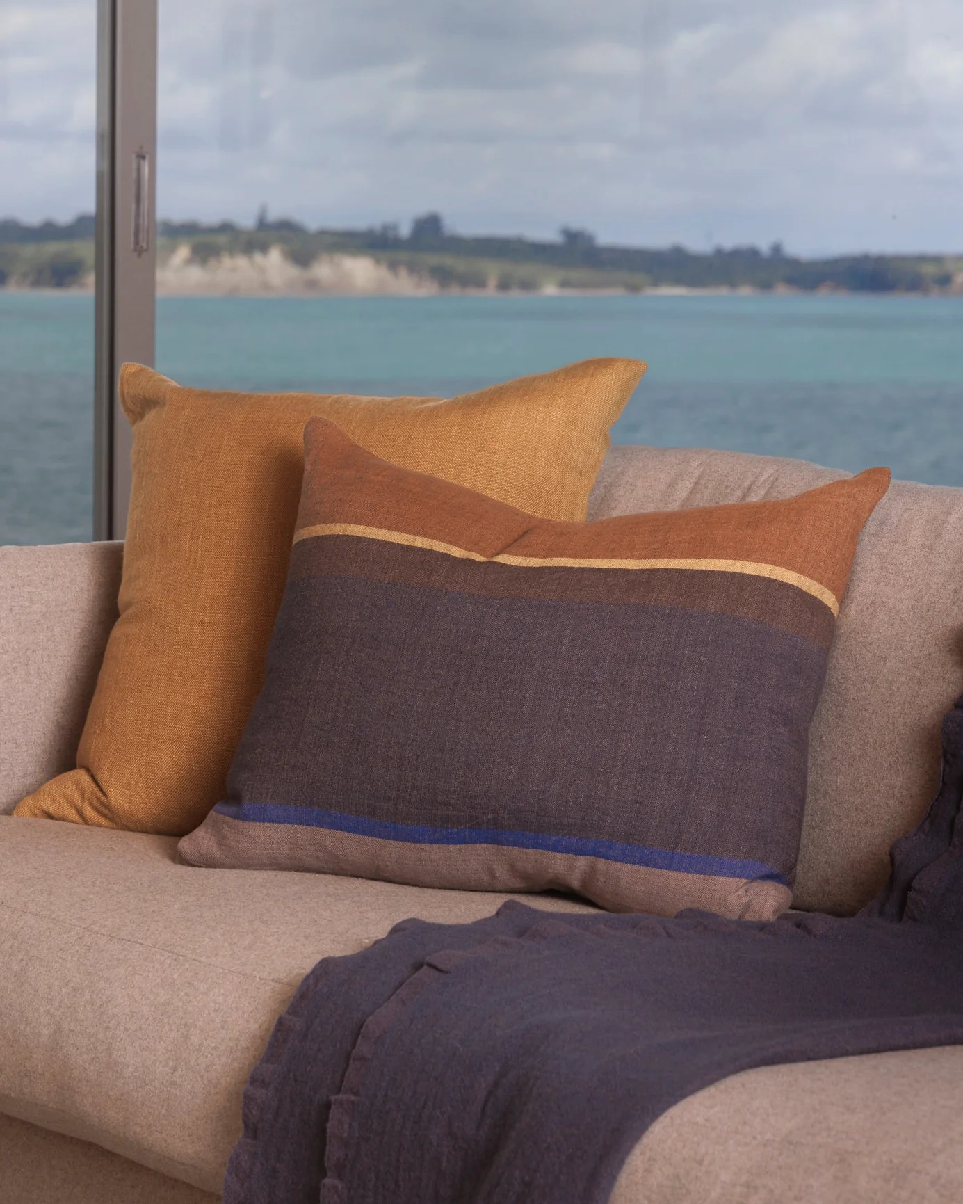 Obi Cushion Cover - Blue & Dijon - Image 2