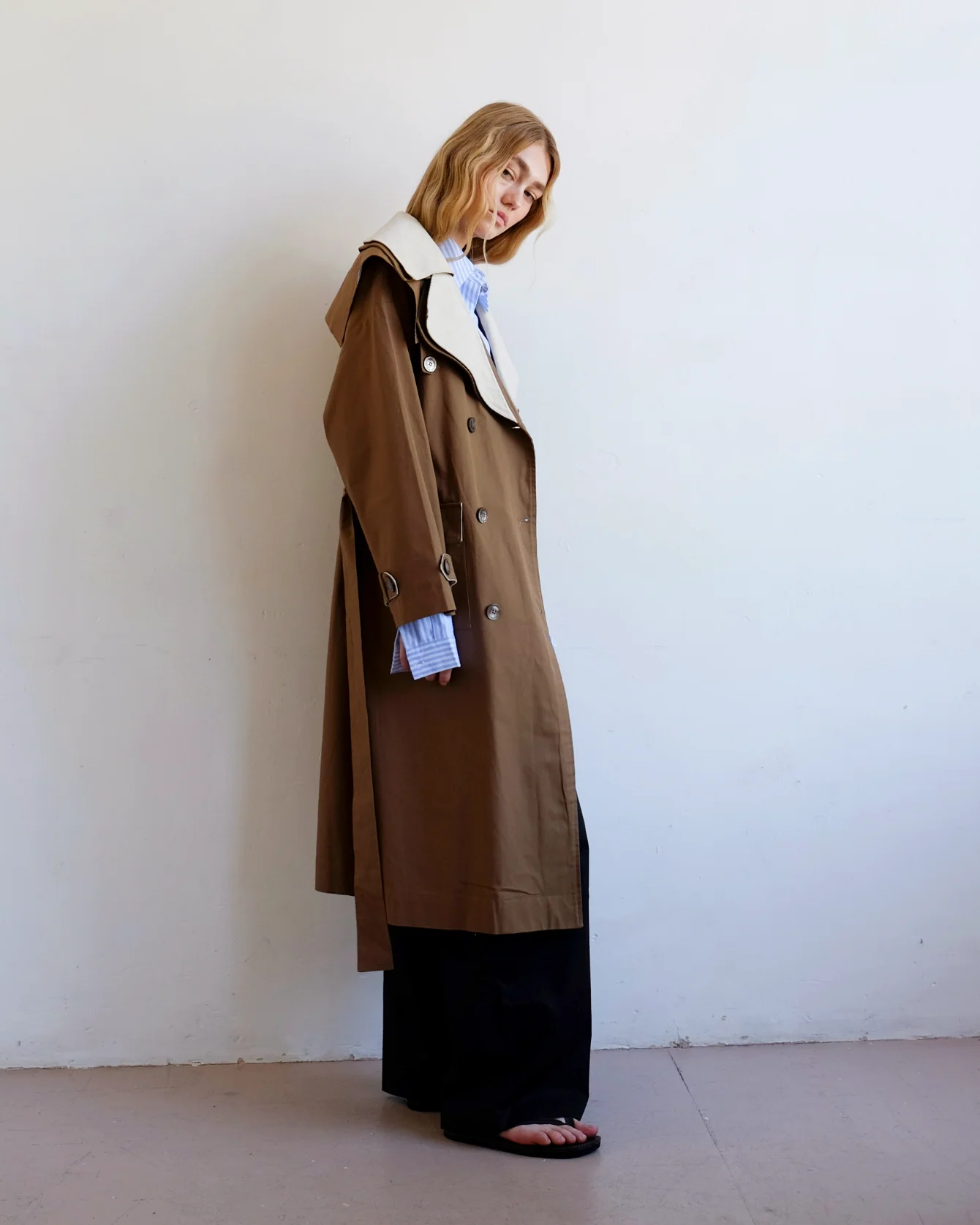 Double Layer Trench - Cream & Tan - Image 8