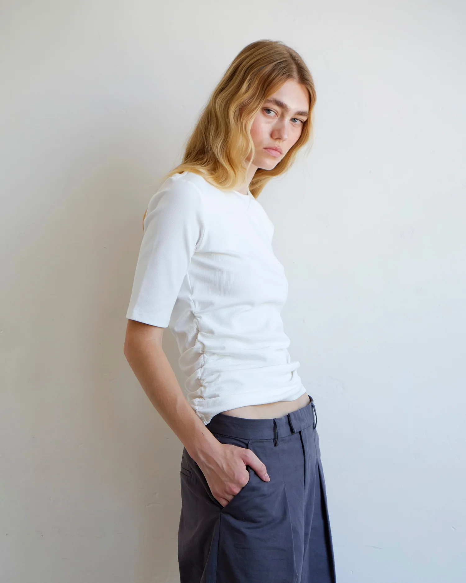 Ruched Tee - Ivory - Image 2
