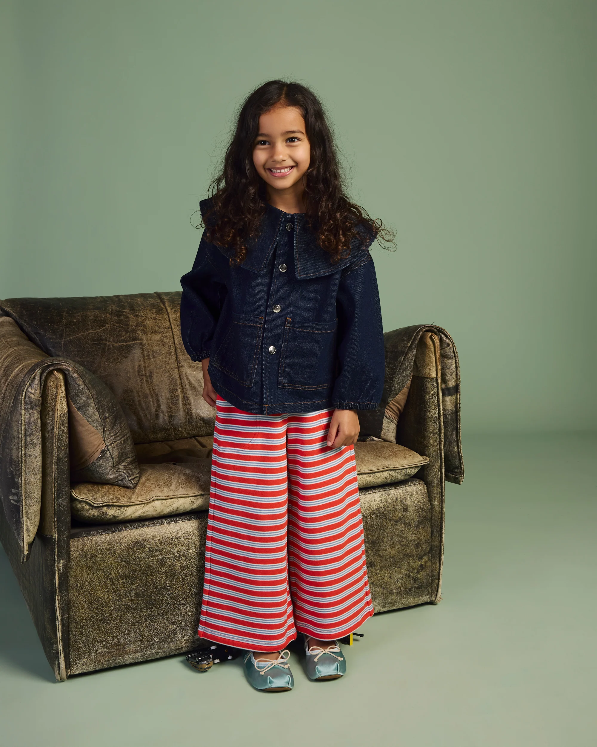 Terry Wide Leg Pants - Matchstick Stripe - Image 4
