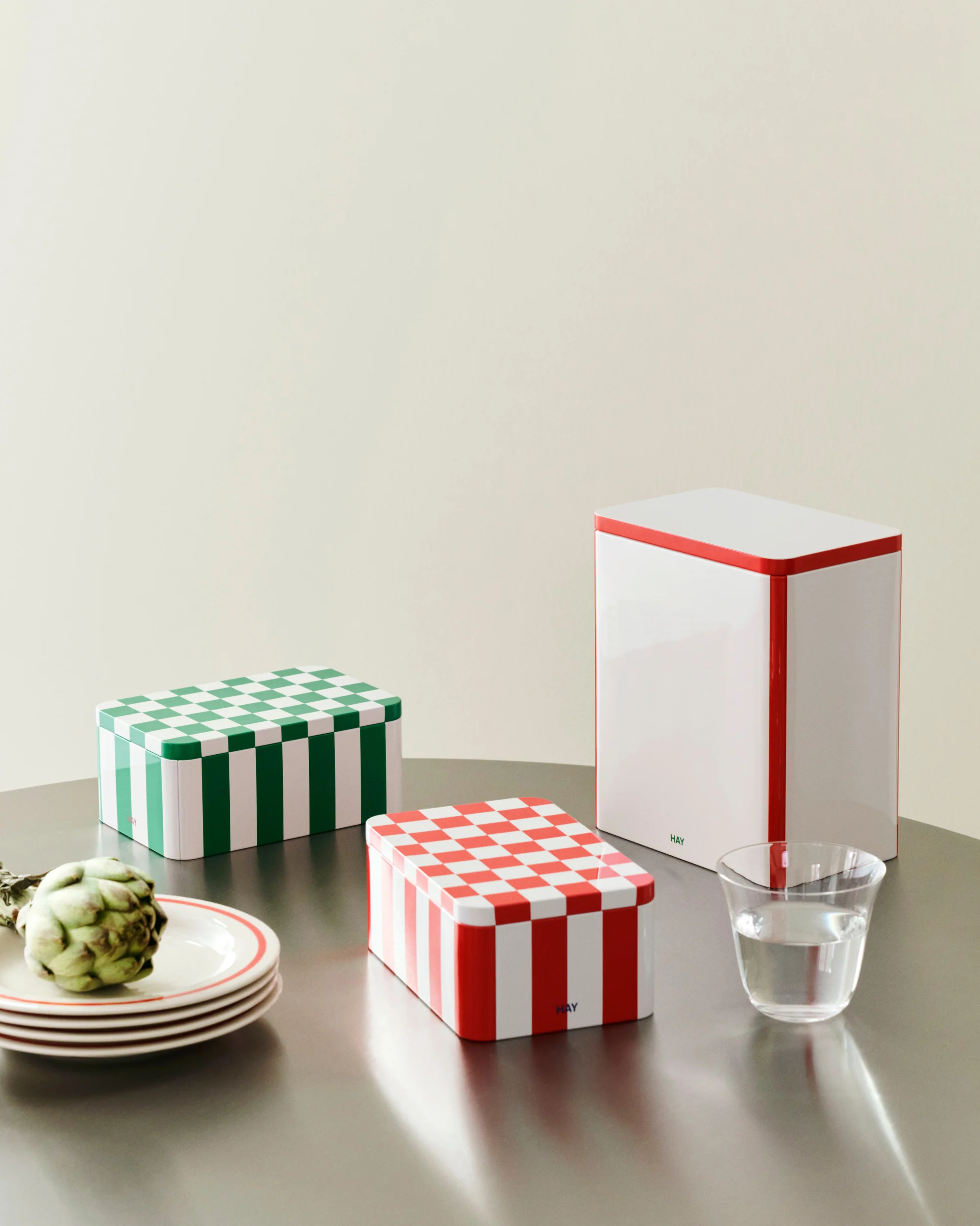 Large Tin Container - Red & White - Image 3