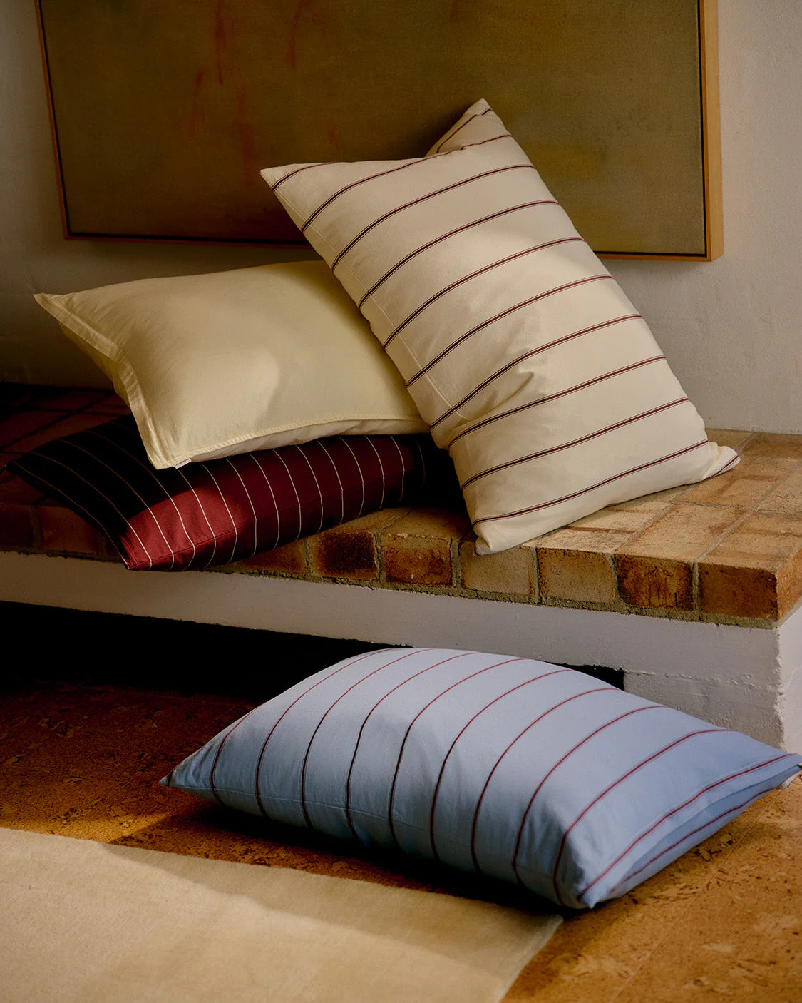 Wine Pinstripe Pillowcases - Image 5
