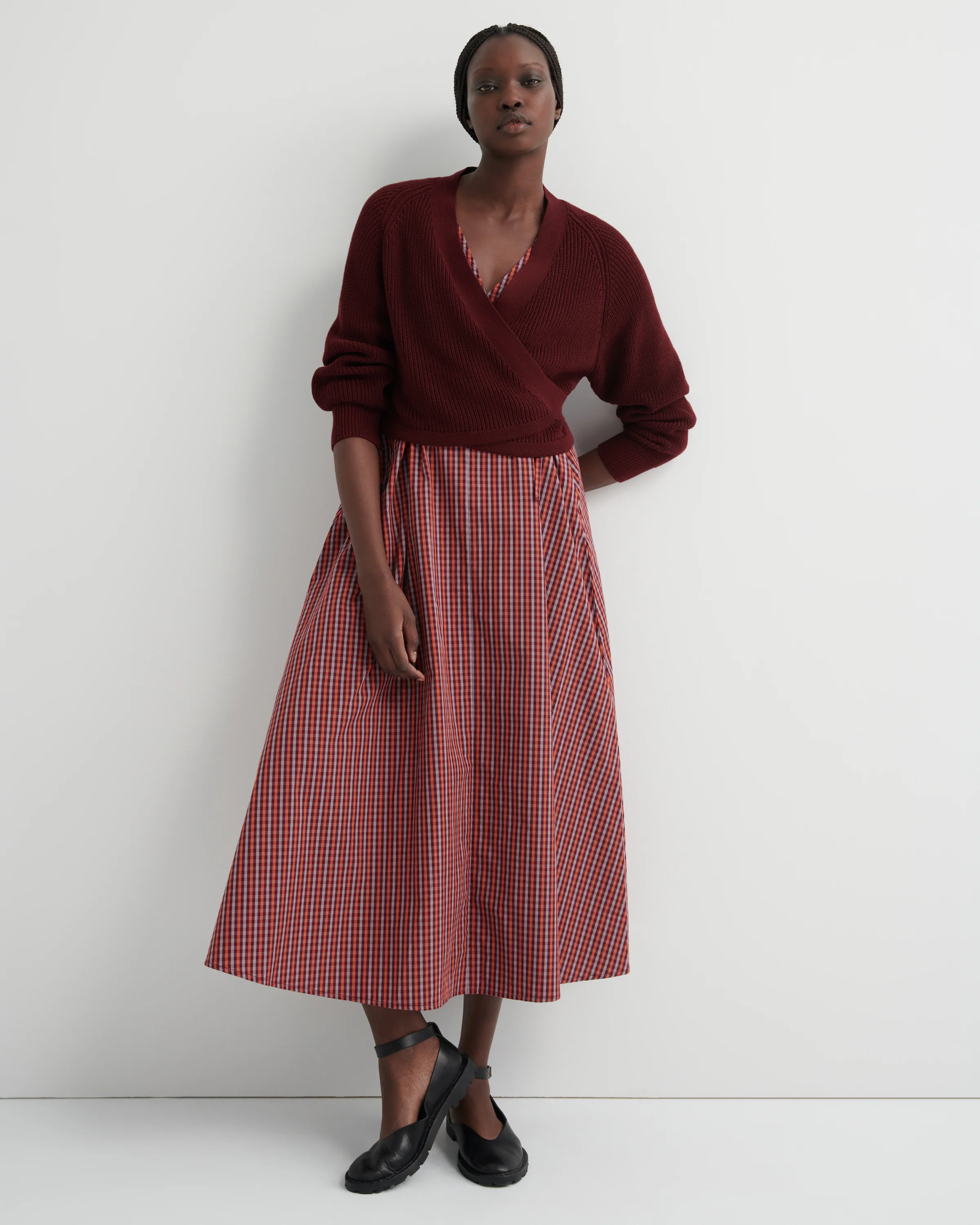 Belle Dress - Maroon Check - Image 3