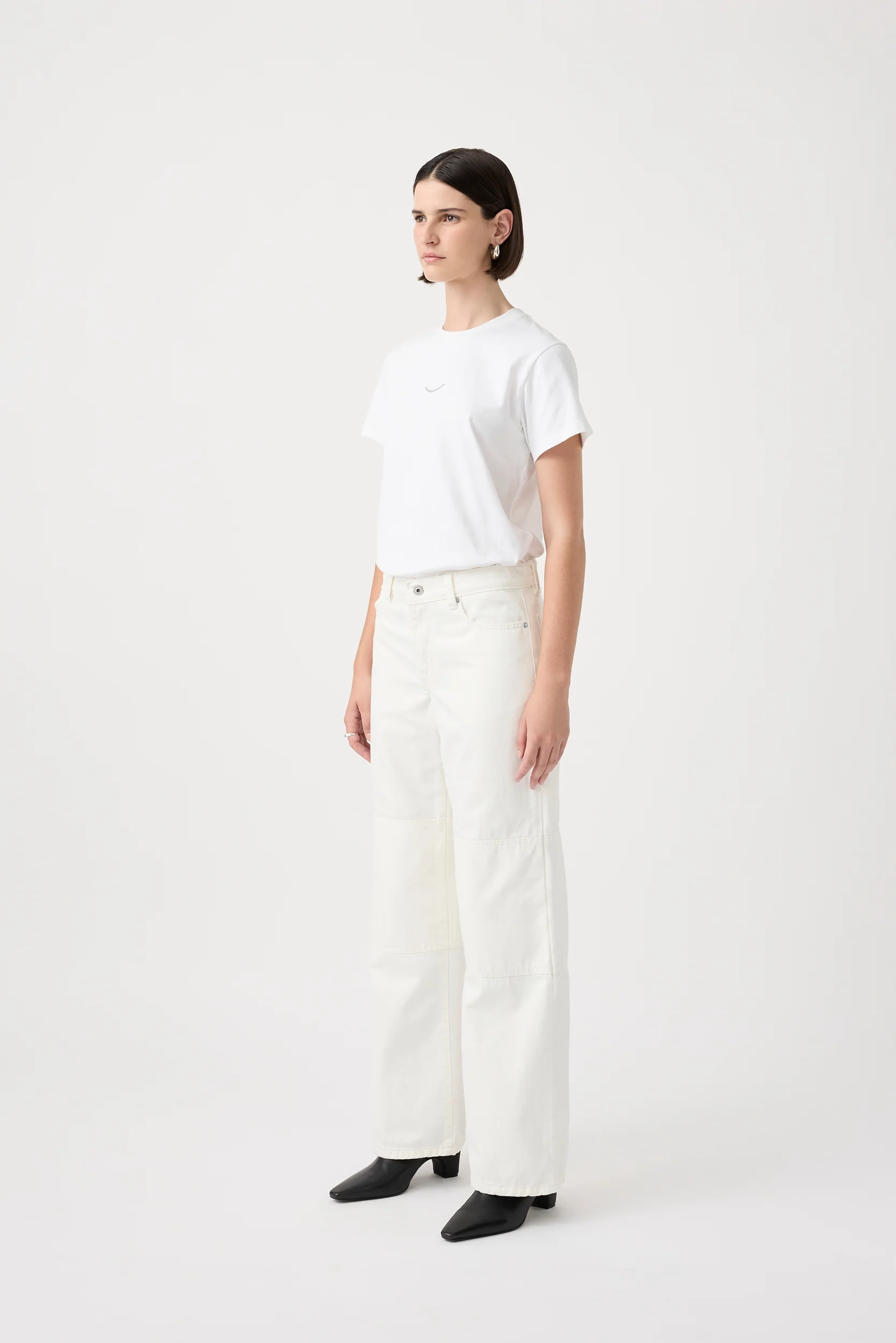 Bianca Mid Rise Wide Leg Jean - White - Image 3