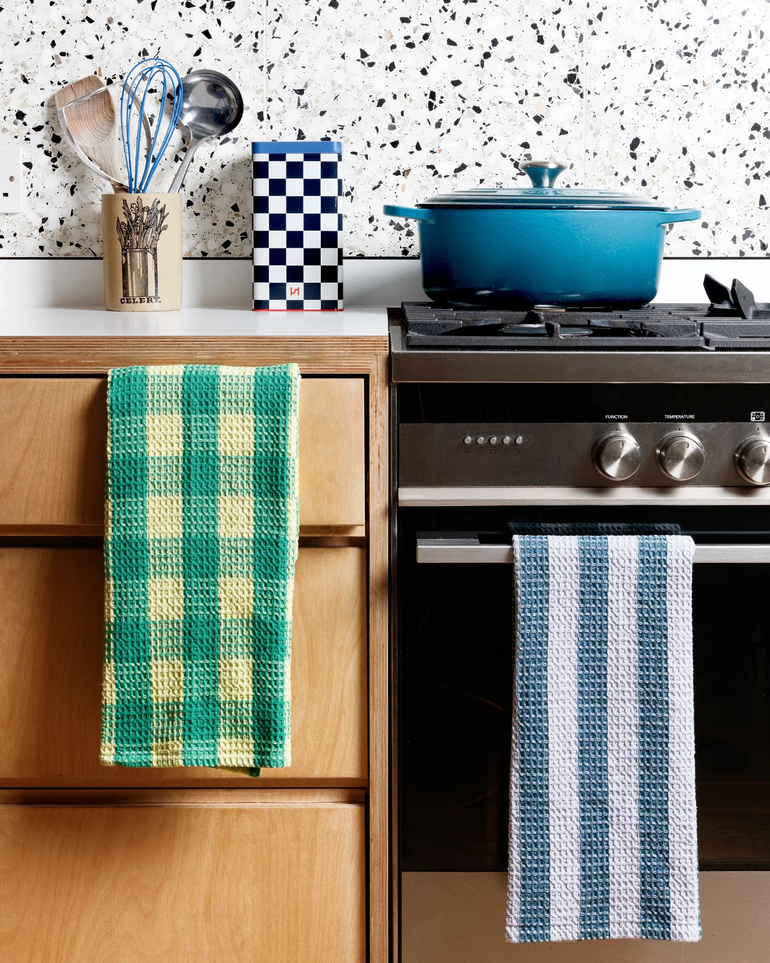 Tea Towel Set - Green Check - Image 3